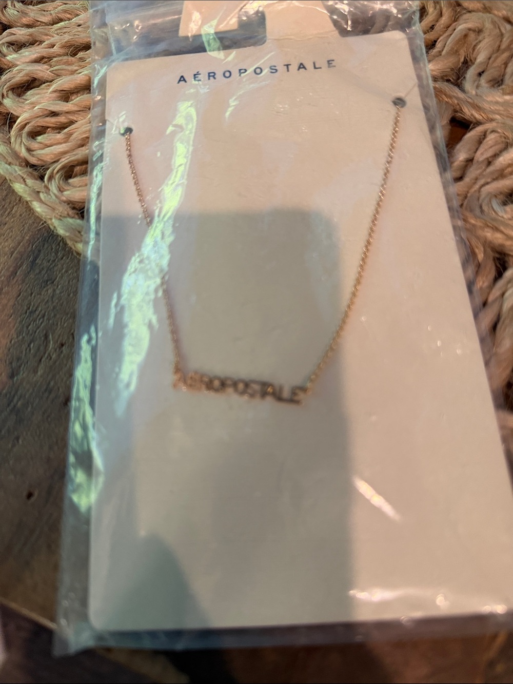 Aeropostale Rose Gold Branded Nameplate Necklace